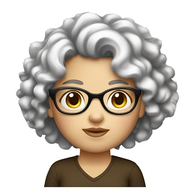 White chubby girl curly hair glasess sticker