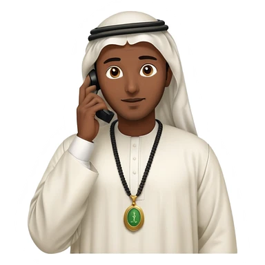 Saudi man in traditional attire talking on the phone sticker