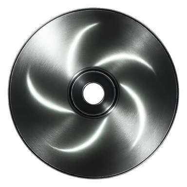 A minimalist CD disc with abstract pattern, glowing effect, green color sticker