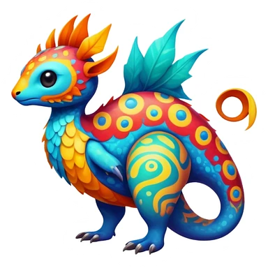 colorful vibrant Fakémon-creature with random markings sticker