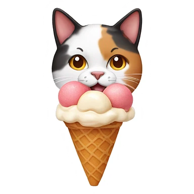 calico cat with icecream  sticker