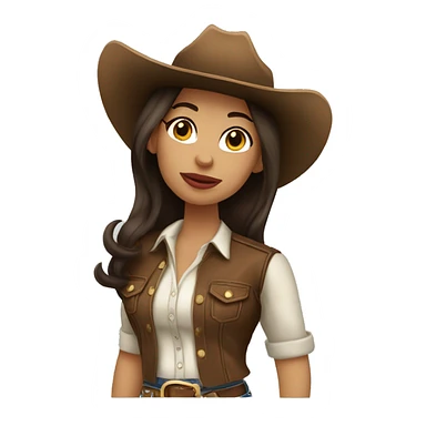 Brunette light skin cowgirl  sticker
