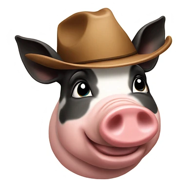 Pig wearing a cow boy hat  smaller sticker