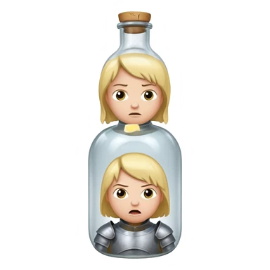 Jeanne d’arc en armure médiévale en colère et enfermée dans un biberon  sticker