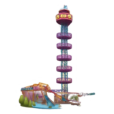 Drop tower amusement park  sticker