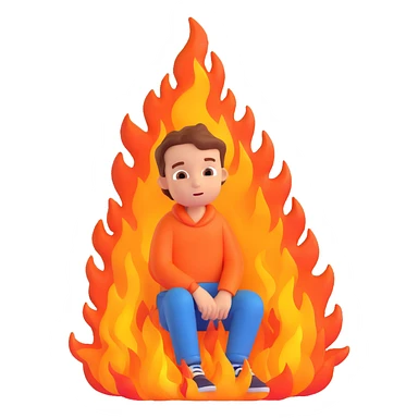 boy with fire sticker