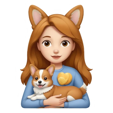 girl with a corgi in her arms sticker