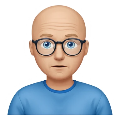bald man with blue eyes and glasses shrugging sticker