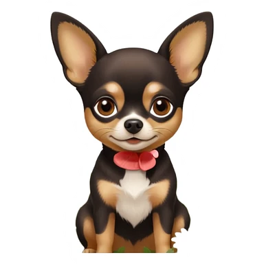 Chihuahua noir marron et feu  daisy sticker