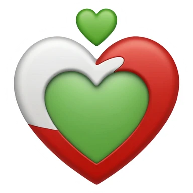 Red white green heart sticker