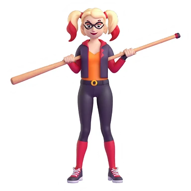 Harley Quinn holding a baseball bat sticker