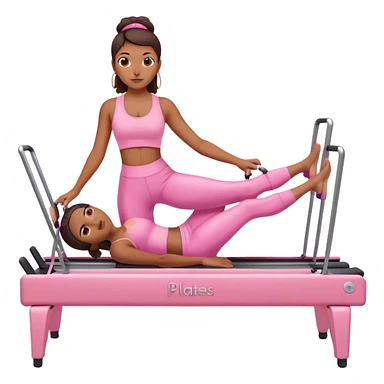 Brown girl in pink outfit on pink reformer pilates sticker