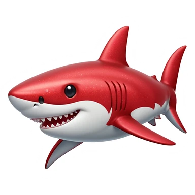 red glitter shark happy sticker