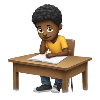 boy doing homework sticker