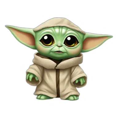 baby yoda in kiss costume sticker