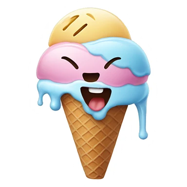 Ice cream with combined with a smiley sticker