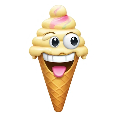 A smiley emoji eating ice cream  sticker