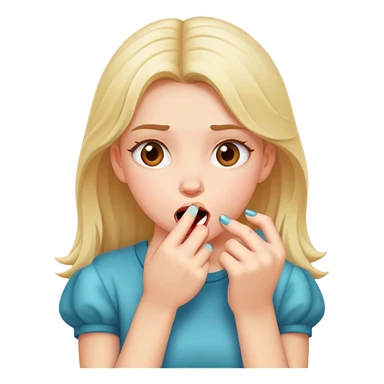 Cute girl bitting nails sticker