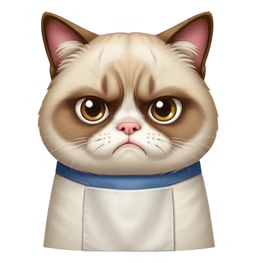 grumpy cat wearing only an apron sticker
