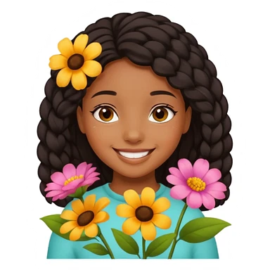 Cute Black girl With flowers sticker