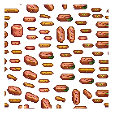 slices of bologna sausage, pixel art, no background sticker