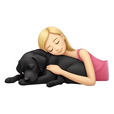 Black Labrador sleeping with girl sticker