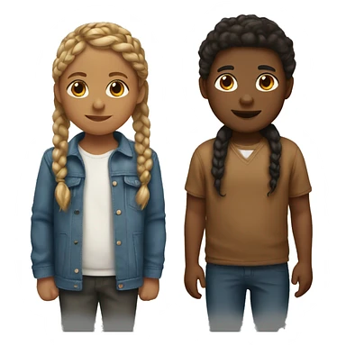 A black girl with braid and a white boy with brown hair kissing sticker