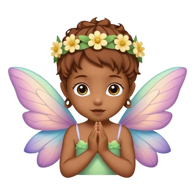 Brown skinned fairy baby with pastel wings and small flower crown sticker