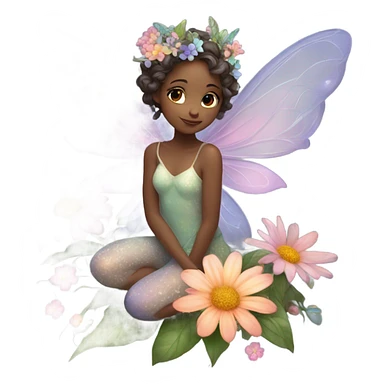 Watercolor flying fairy floral feminine ￼ sticker
