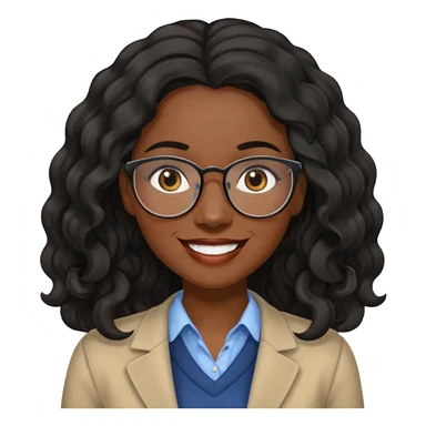 Black women teacher with black long  wavy hair chalkboard background and no eyeglasses sticker