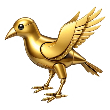 gold robotic bird sticker