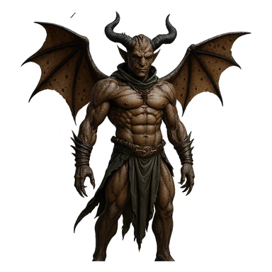 Remove the background to depict the full body of a photorealistic demon on a transparent background. sticker