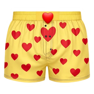 Red heart patterned yellow pair of boxers sticker