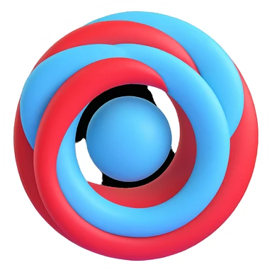 circle showing jealousy, blending baby blue and red colors, Microsoft 3D Fluent style sticker