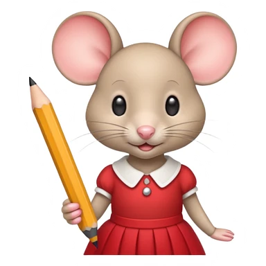 Une souris avec jupe rouge à l'école sticker