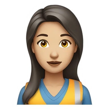 woman, civil engineer, dark hair, dark eyes, light skin, straight hair, blue and yellow colors sticker