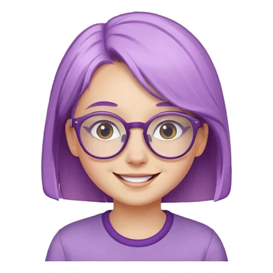 chica bonita con ligero cabello morado con lentes de estatura pequeña sticker