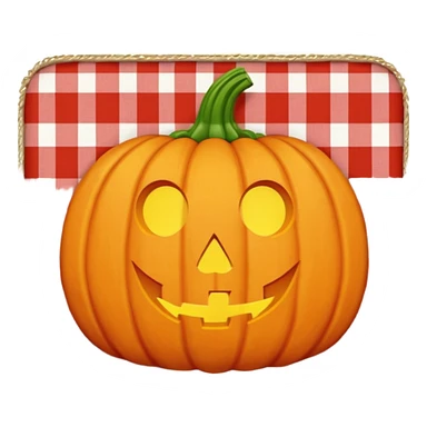 Pumpkin carving on a red gingham blanket  sticker
