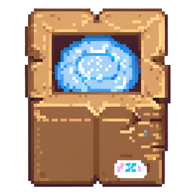 emoji of sleeping box, box is brown colored, open and empty, with a tiny Zzz bubble sticker