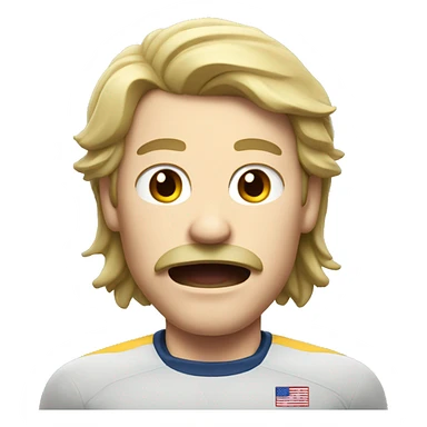 white athlete with a mustache and a mullet yelling  sticker