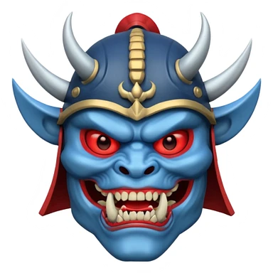 blue oni with samurai helmet face sticker