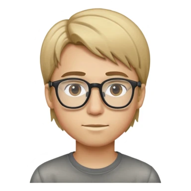 Boy with straight dirty blonde hair and glasses sticker