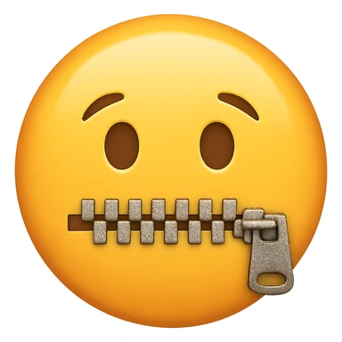 face with zipper mouth emoji, digital illustration, no background sticker