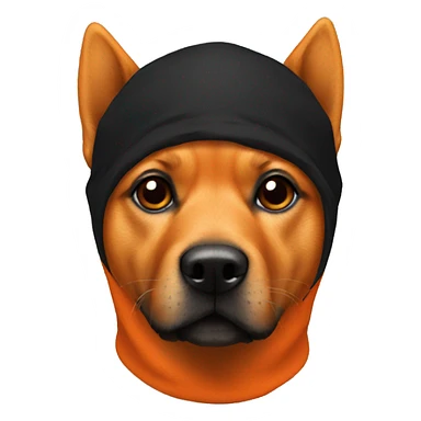 ORANGE dog with BLACK balaclava sticker