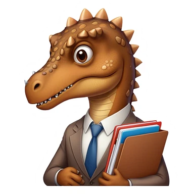 sad office dinosaur holding folders sticker