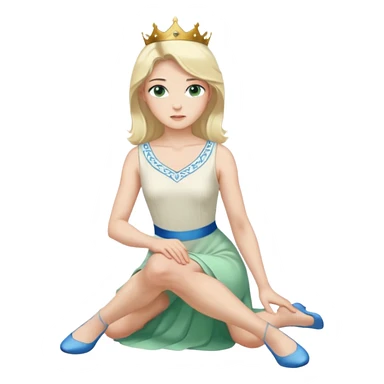 prince, upright, black Hair, blue eyes, garment,  Woman, bending knee, sleveless white dress, blonde hair, green eyes, sticker