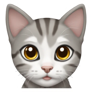 gray and white tabby kitten brown eyes full body sticker