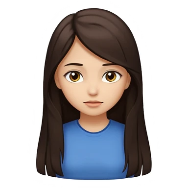 Girl long dark brown hair light medium skin pray head bowed eyes loving sticker