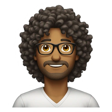 man with glasses and big curly hair sticker