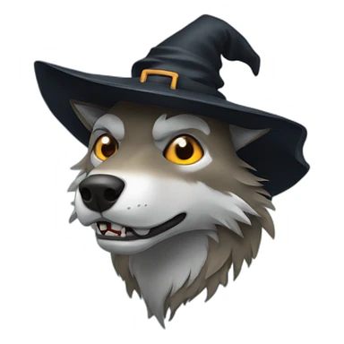Scary wolf with witch hat sticker